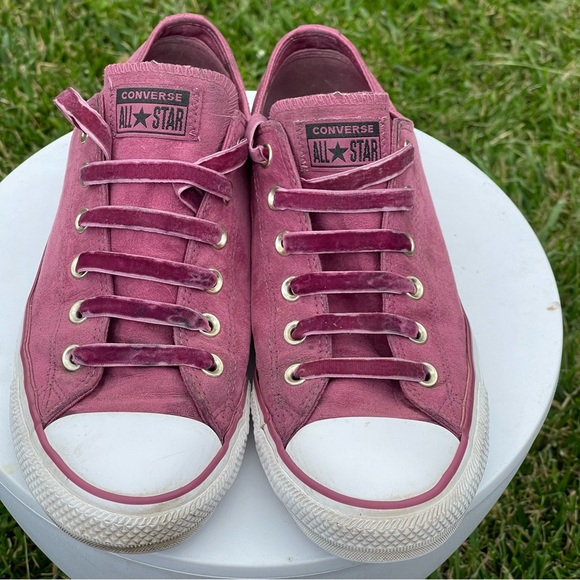 Converse Shoes Womens Size 10 Mens 8 All Star Red Maroon Suede Lace Up - Picture 3 of 12